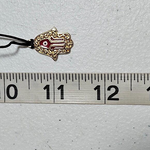 Hamsa Evil Eye Pendant Necklace Gold Red Black Cord Hand of Fatima Ethnic - Picture 6 of 6
